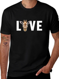 Love Giraffe Graphic Tee - Black Cotton T-Shirt