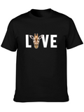 Love Giraffe Graphic Tee - Black Cotton T-Shirt