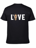 Love Giraffe Graphic Tee - Black Cotton T-Shirt