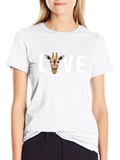 Love Giraffe Graphic Tee - Black Cotton T-Shirt