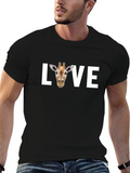 Love Giraffe Graphic Tee - Black Cotton T-Shirt