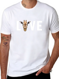 Love Giraffe Graphic Tee - Black Cotton T-Shirt