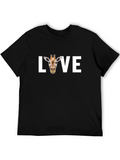 Love Giraffe Graphic Tee - Black Cotton T-Shirt