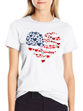 Patriotic Hearts Tee - USA Flag Love