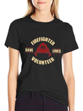 Firefighter Volunteer Save Lives Black T-Shirt