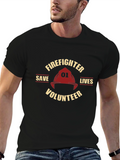 Firefighter Volunteer Save Lives Black T-Shirt