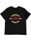 Firefighter Volunteer Save Lives Black T-Shirt