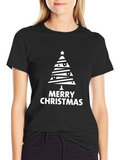 Festive Merry Christmas Tree Graphic Tee - Holiday Style