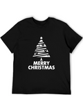 Festive Merry Christmas Tree Graphic Tee - Holiday Style