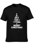 Festive Merry Christmas Tree Graphic Tee - Holiday Style