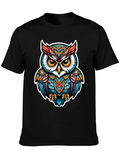 Owl Graphic Print T-Shirt - Unique Artistic Design