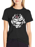 Rose Graphic Tee - Stylish Black Cotton T-Shirt
