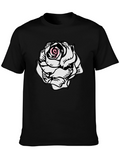 Rose Graphic Tee - Stylish Black Cotton T-Shirt