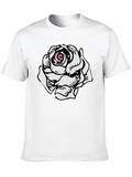 Rose Graphic Tee - Stylish Black Cotton T-Shirt