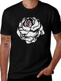 Rose Graphic Tee - Stylish Black Cotton T-Shirt