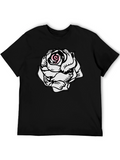 Rose Graphic Tee - Stylish Black Cotton T-Shirt