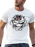 Rose Graphic Tee - Stylish Black Cotton T-Shirt