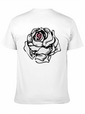Rose Graphic Tee - Stylish Black Cotton T-Shirt