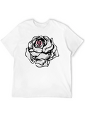 Rose Graphic Tee - Stylish Black Cotton T-Shirt