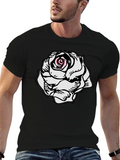Rose Graphic Tee - Stylish Black Cotton T-Shirt