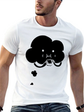 Cartoon Cloud Eating Burger Black T-Shirt