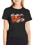 Floral Violin T-Shirt - Music Lover Tee