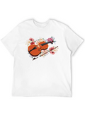 Floral Violin T-Shirt - Music Lover Tee