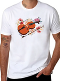 Floral Violin T-Shirt - Music Lover Tee