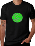 Mens Black T-Shirt with Green Circle Design