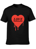 Love Heart Drip Graphic Black T-Shirt