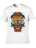 Tiger & Bats Graphic Print Black T-Shirt
