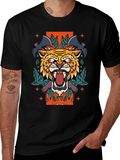 Tiger & Bats Graphic Print Black T-Shirt
