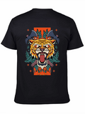 Tiger & Bats Graphic Print Black T-Shirt