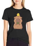 Cute Capybara & Chick T-Shirt - Unisex Cotton Tee