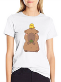 Cute Capybara & Chick T-Shirt - Unisex Cotton Tee