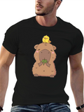 Cute Capybara & Chick T-Shirt - Unisex Cotton Tee