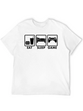 Eat Sleep Game Graphic Black T-Shirt