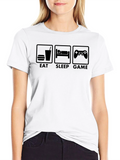 Eat Sleep Game Graphic Black T-Shirt