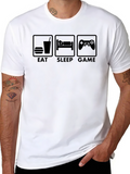 Eat Sleep Game Graphic Black T-Shirt