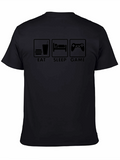 Eat Sleep Game Graphic Black T-Shirt