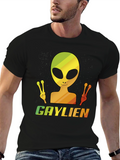 Gaylien T-Shirt - Rainbow Alien Peace Sign