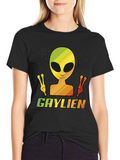 Gaylien T-Shirt - Rainbow Alien Peace Sign