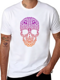 Ornamental Skull Graphic Tee - Black Cotton T-Shirt