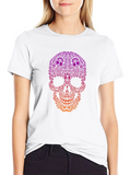 Ornamental Skull Graphic Tee - Black Cotton T-Shirt
