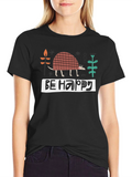 Be Happy Armadillo Graphic Tee - Black