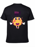Bite Me Cartoon Graphic Black T-Shirt