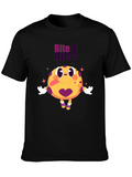 Bite Me Cartoon Graphic Black T-Shirt