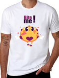 Bite Me Cartoon Graphic Black T-Shirt