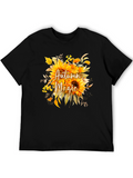 Autumn Magic Sunflower Graphic Tee - Black