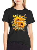 Autumn Magic Sunflower Graphic Tee - Black